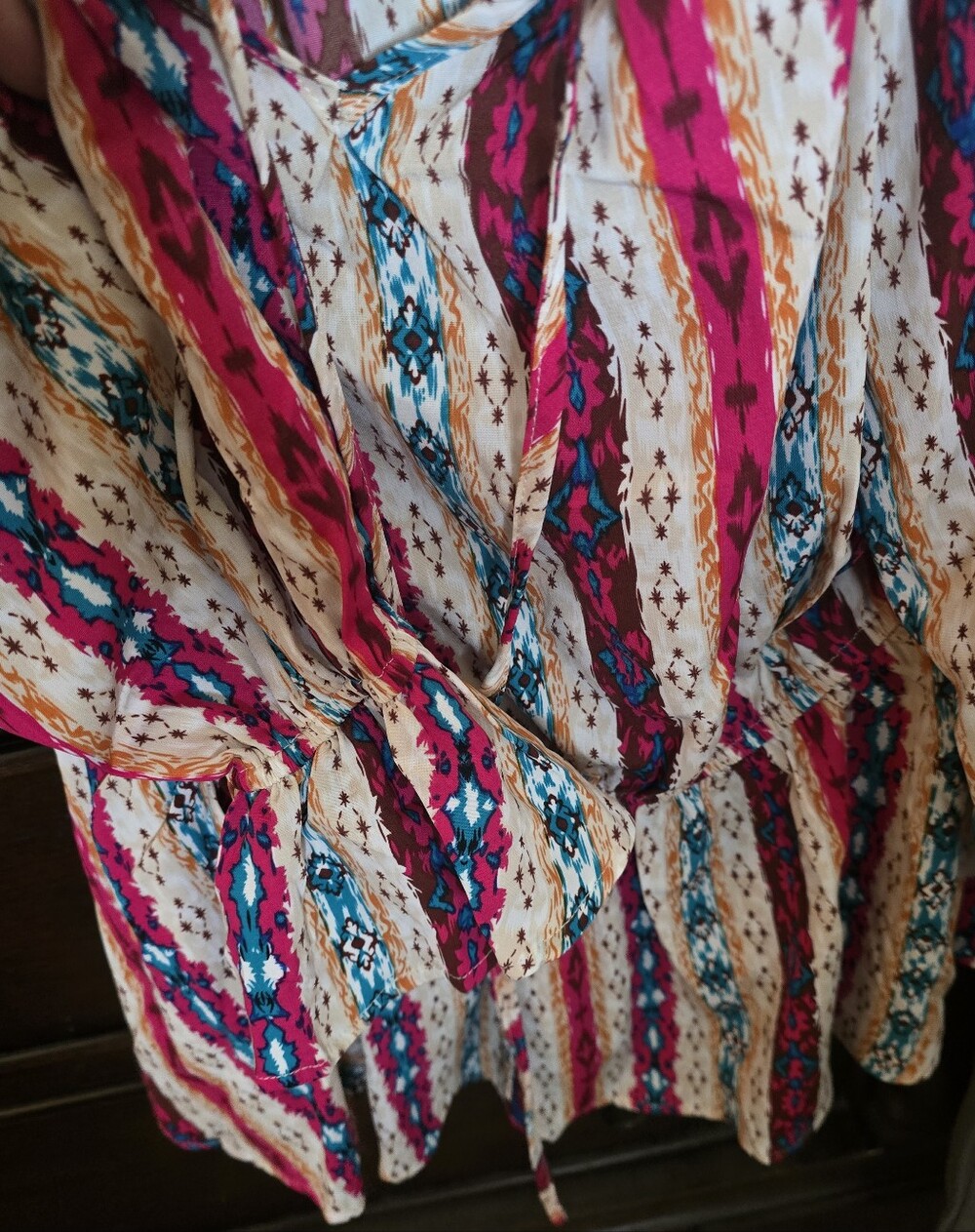Rebellious Rose Multi-Color Printed Ruffle Blouse - Picture 5 of 8
